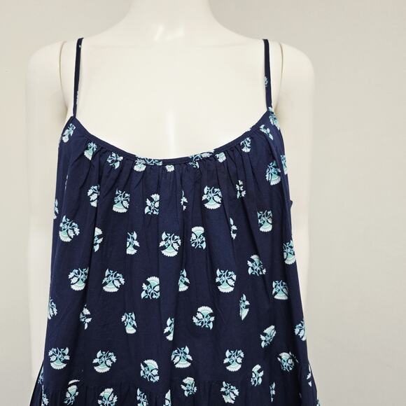 Universal Thread Midi Dress Large Sleeveless Stamped Floral Print Tiered Pockets - Picture 2 of 10